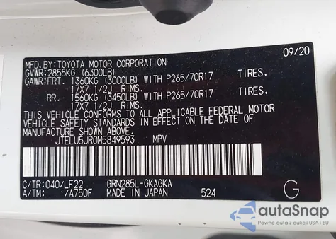 2021 Toyota 4Runner Trd Pro из США, поврежденный, VIN JTELU5JR0M5849593